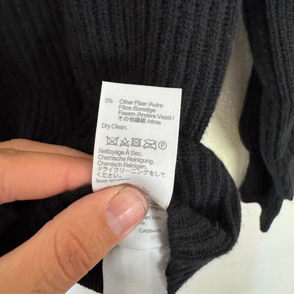 Madewell Soft Wool-Blend Square-Neck Pullover Sweater Sz XS Black Blouson Sleeve - Picture 7 of 8